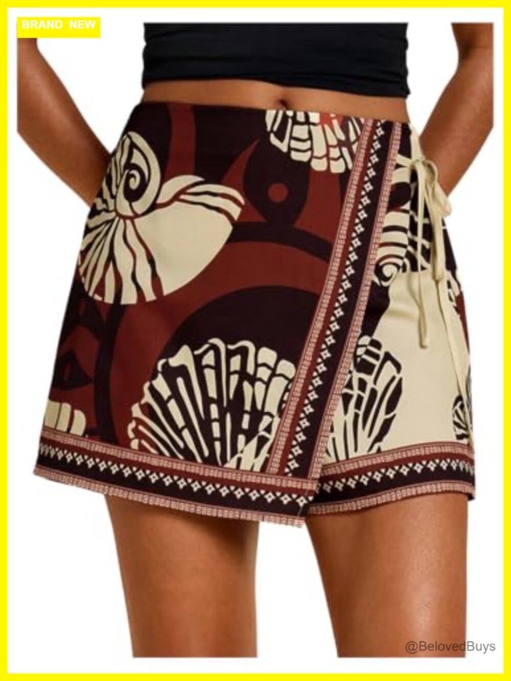 SweatyRocks Women's Boho Mini Skirt Floral Tie Side Wrap Skort